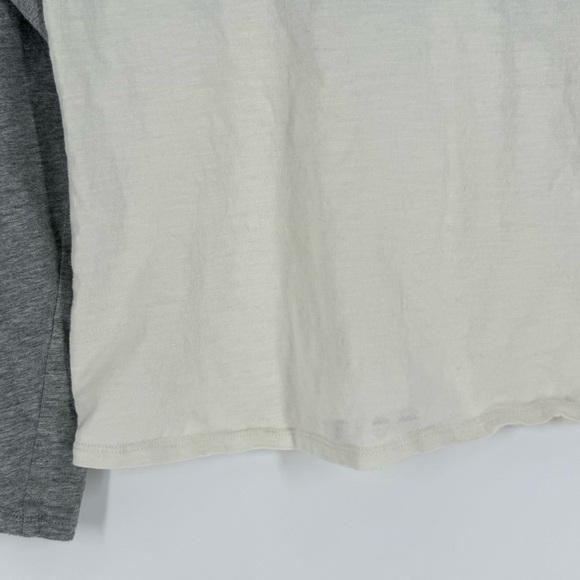 Boden Stripe Raglan Long Sleeve Baseball Tee in Off White/Grey/Rainbow | Medium - Picture 5 of 5